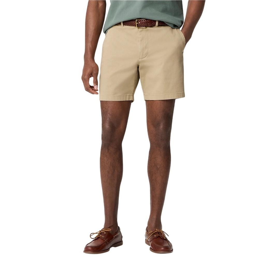 J.Crew Mens Original Chino Shorts Khaki Tan Size 33 Cotton Stretch‎ NWOT $80